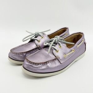 Sebago Seashell Two-Eye Metallic Pink Leather Boat Shoes Womens 8 Coastal Preppy